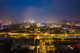 江苏南京中华门城市夜景航拍摄图
