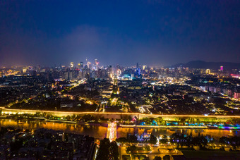 江苏南京中华门城市夜景航拍摄图