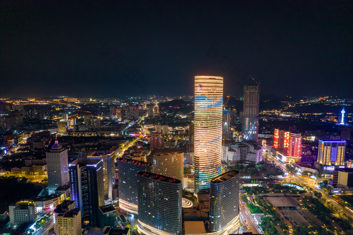 江苏徐州苏宁广场夜景灯光航拍摄影图