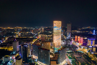 江苏徐州苏宁广场夜景灯光航拍摄影图