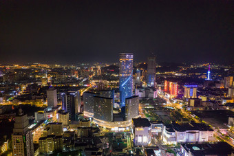 江苏徐州苏宁广场夜景灯光航拍摄影图