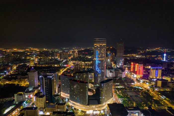 江苏徐州苏宁广场夜景灯光航拍摄影图