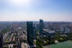 洛阳市政府及周边建筑航拍摄影图