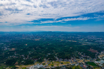 美丽乡村田园山川丘陵航拍摄影图