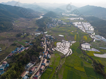 南方丘陵<strong>山川</strong>美丽乡村农田航拍摄影图