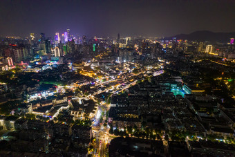 南京夫子庙秦淮河夜景航拍摄影图