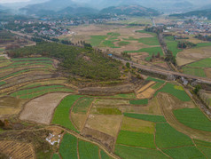 农田山川丘陵美丽乡村航拍摄影图