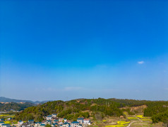 农田油菜花美丽乡村航拍摄影图