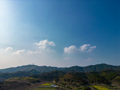 丘陵山川农田油菜花美丽乡村航拍摄影图