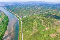 山川丘陵橙子橘子种植基地航拍摄影图