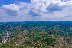 山川丘陵橙子橘子种植基地航拍摄影图