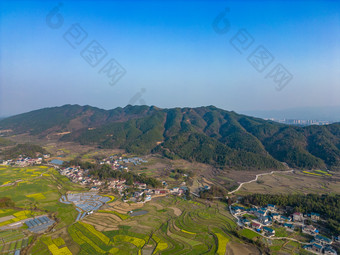 山川丘陵农田农业种植乡村航拍摄影图