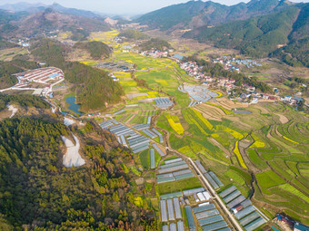 山川丘陵农田农业种植乡村航拍摄影图