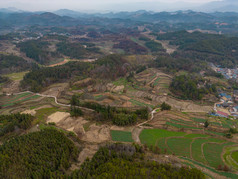 山川丘陵农业种植农田航拍摄影图