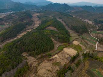 山川丘陵农业种植乡村航拍摄影图