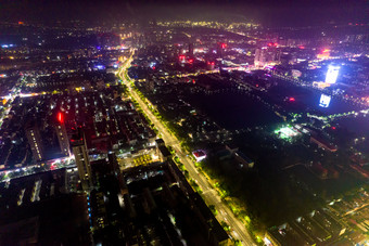 山东德州城市夜景航拍