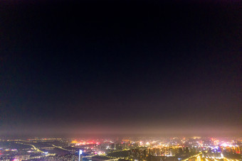 山东德州城市夜景航拍