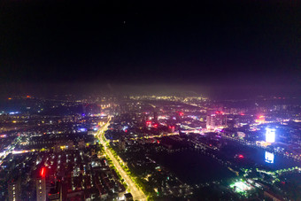 山东德州城市夜景航拍