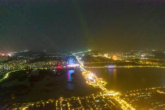 山东聊城夜景航拍摄影图