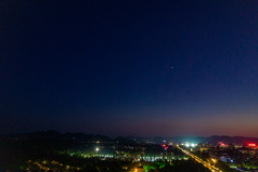 山东青州城市夜景灯光航拍青州古城