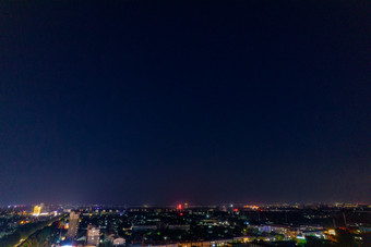 山东青州城市夜景灯光航拍青州古城