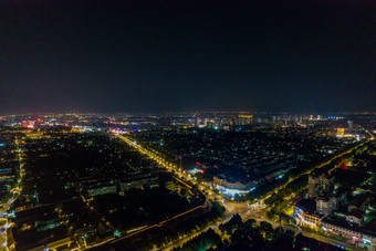 山东青州古城城市夜景灯光航拍摄影图