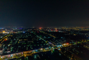 山东青州古城城市夜景灯光航拍摄影图