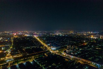 山东潍坊青州古城城市夜景灯光航拍摄影图