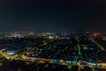 山东潍坊青州古城城市夜景灯光航拍摄影图