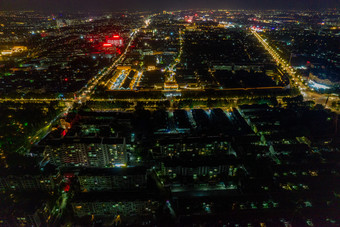 山东潍坊青州古城城市夜景灯光航拍摄影图