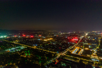 <strong>山东</strong>潍坊青州古城城市夜景灯光航拍摄影图