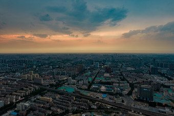 山东淄博城市<strong>暴雨来袭</strong>航拍摄影图