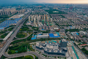 山东淄博城市暴雨<strong>来袭</strong>航拍摄影图