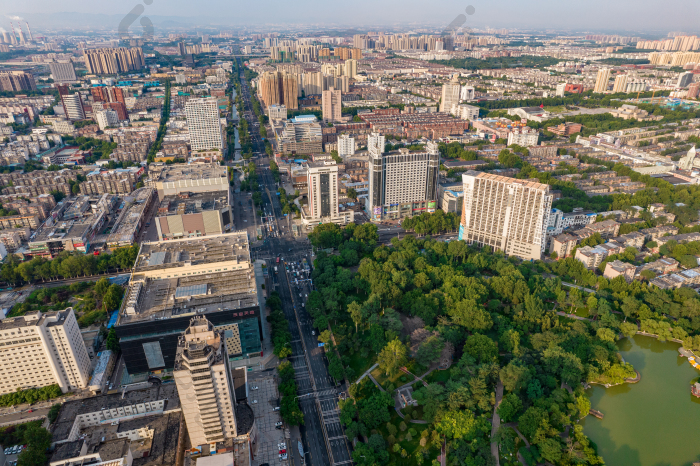 山东淄博城市风光大景航拍摄影图-包图企业站