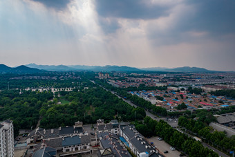 山东淄博城市风光航拍摄影图