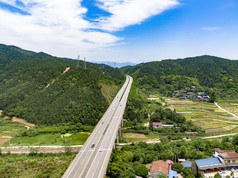 山间公路道路交通航拍摄影图