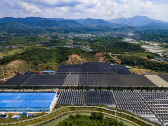 现代农业大棚种植基地航拍摄影图