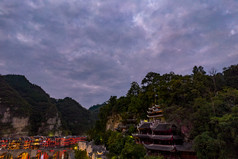 镇远古镇夜景灯光航拍摄影图