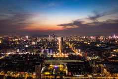 中国星城长沙城市夜景航拍摄影图