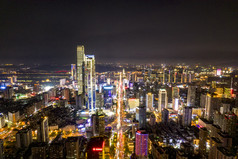 中国星城长沙城市夜景航拍摄影图
