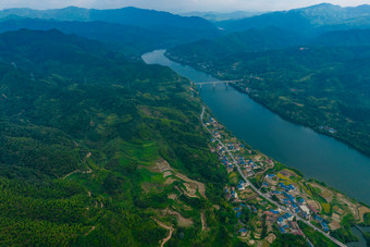 祖国大好河山丘陵<strong>山川</strong>蓝天白云航拍摄影图