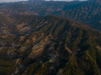 祖国大好河山山川日落航拍摄影图