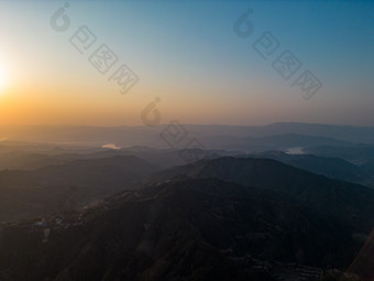 祖国大好河山山川日落航拍摄影图