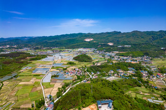 山川丘陵乡村田园农田航拍