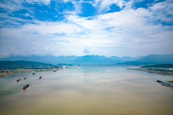 长江三峡水电站风光航拍