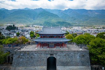 云南大理古城苍山洱海风景航拍