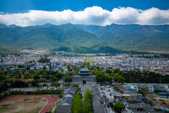 云南大理古城苍山洱海风景航拍