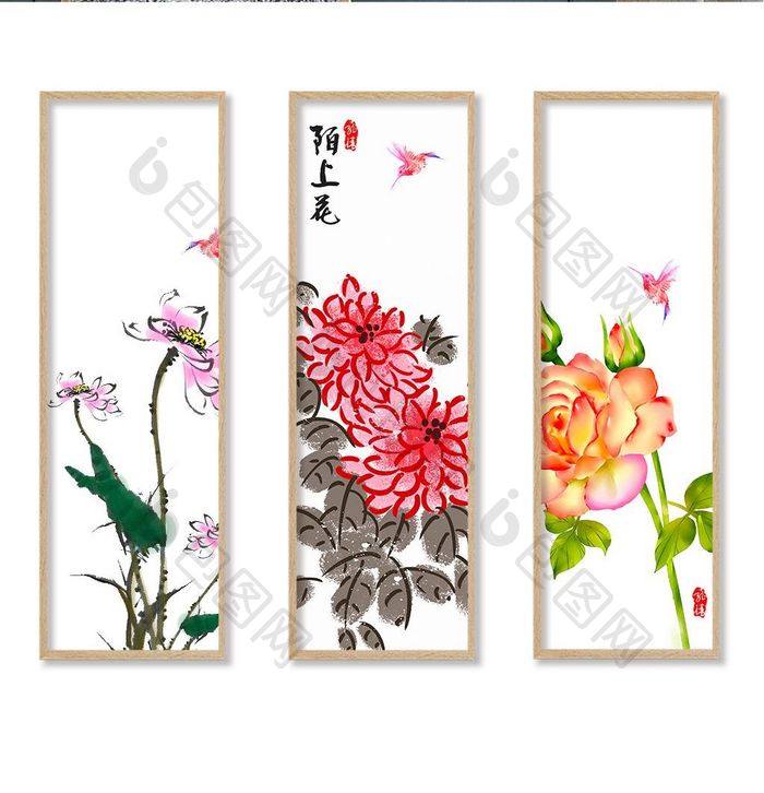 中国风工笔手绘花鸟插画客厅装饰画