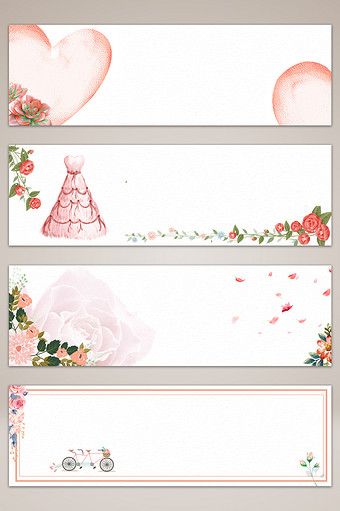 粉色花卉浪漫婚礼banner海报背景图片