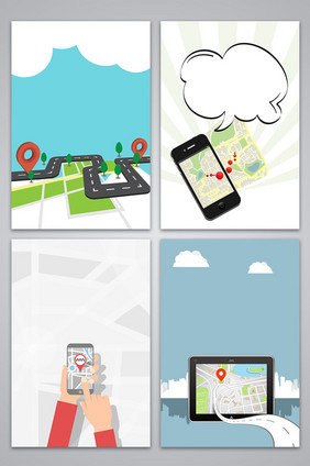 矢量手绘gps导航海报背景图